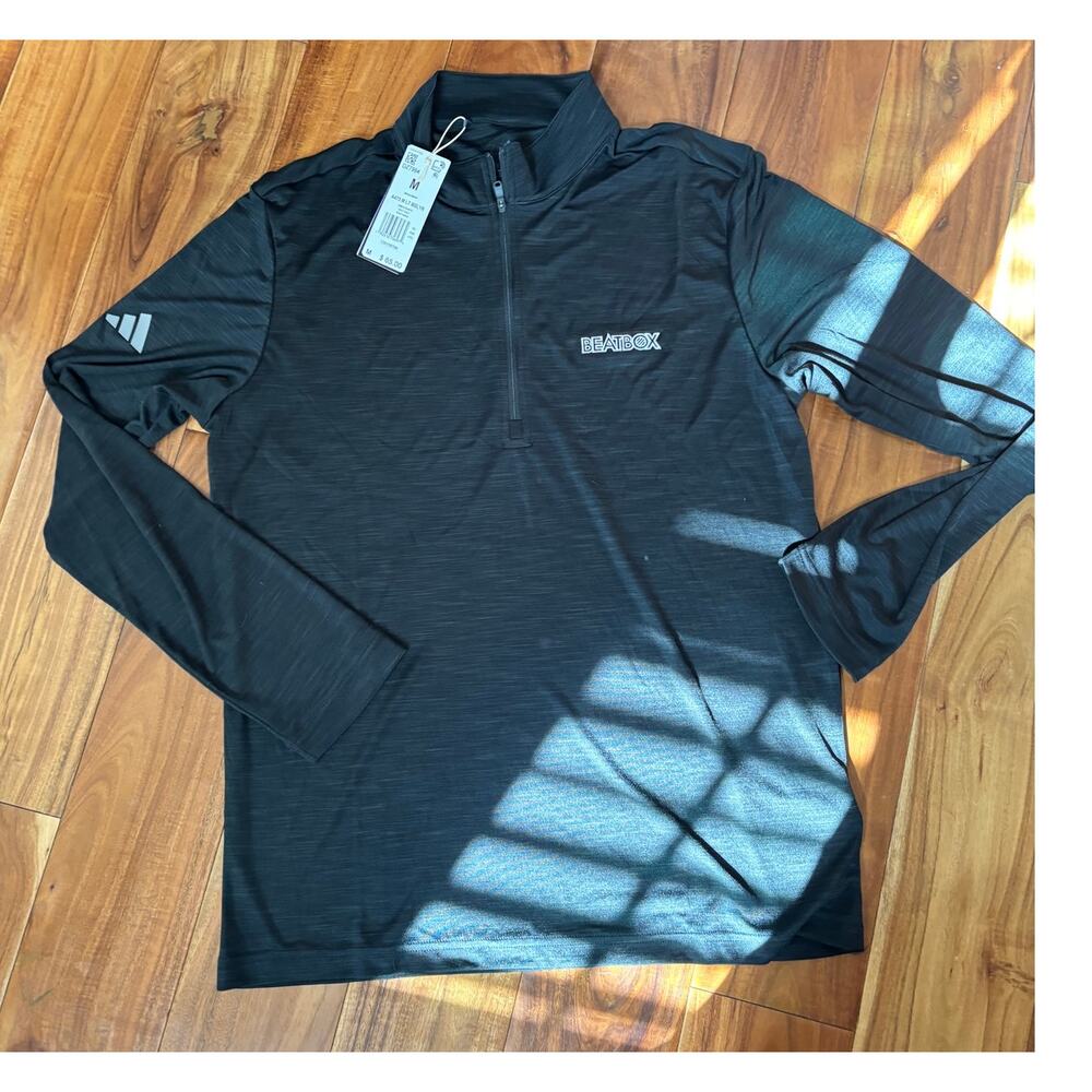 Adidas Quarter Zip - Black Heather - Unisex Medium - NWT - BeatBox Branded